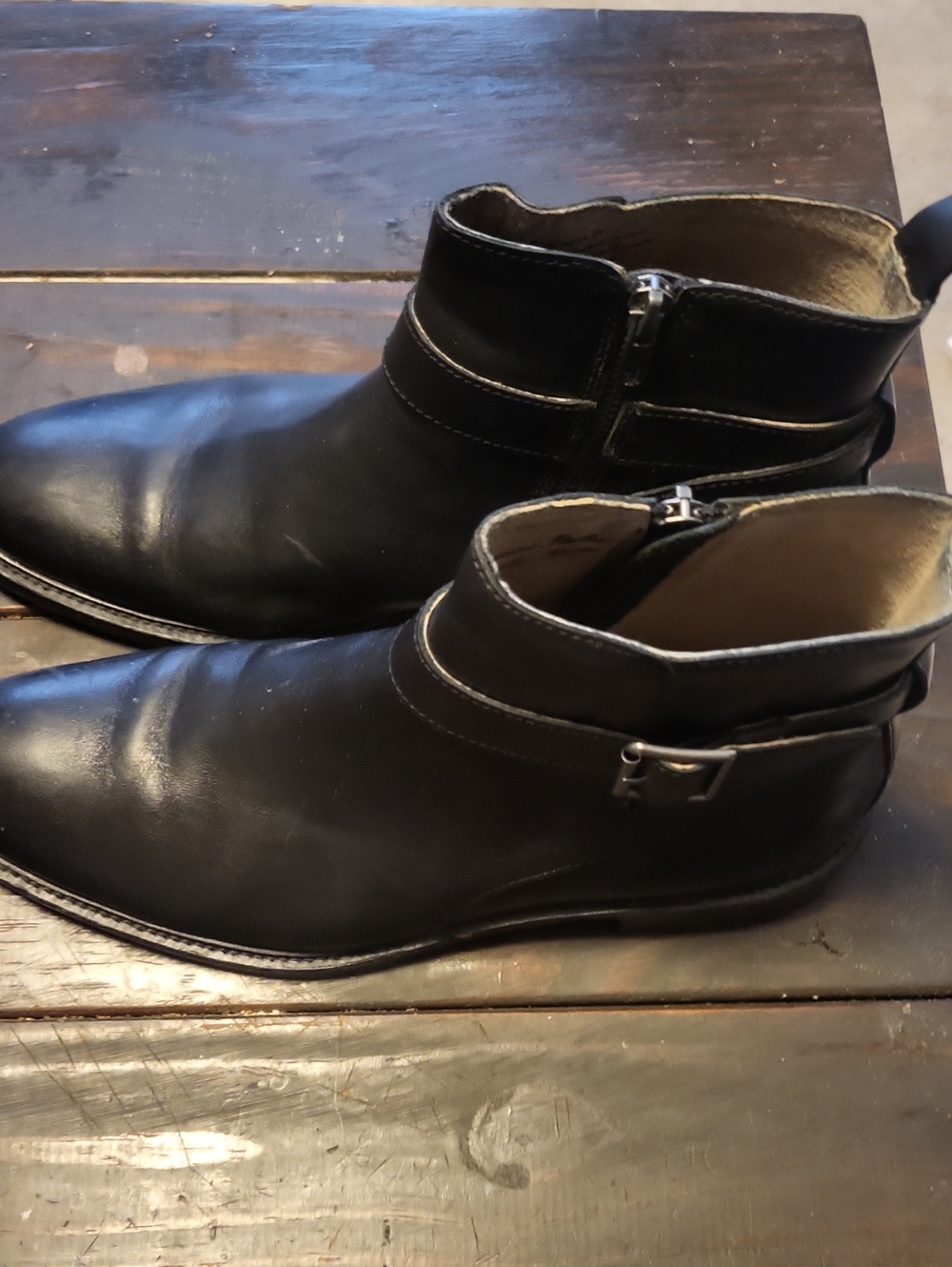 Banana Republic Black Leather Chukka Boots with Side Buckle